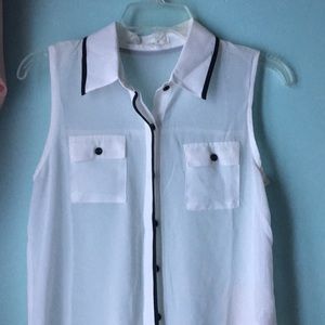 Sleeveless White Blouse